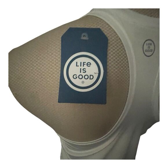 Life Is Good Shirt Womens Sz Med  White Floral Flower Graphic Tee Tank Summer - Picture 10 of 12